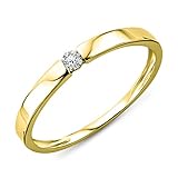 Miore Ring Damen Solitär Verlobungsring Gelbgold 9 Karat / 375 Gold Diamant Brilliant 0.05 ct