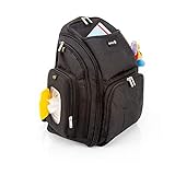 Safety 1st Wickelrucksack für unterwegs, Wickeltasche inklusive Feuchttuch-Box mit Schnellzugriff, Wickelauflage und 17 verschiedenen Staufächern, schwarz