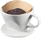 GeeHos Kaffeefilter Porzellan größe 2（102） Tassen,Filter Handfilter Kaffeefilter Dauerfilter für 2-3 Tassen, Cremeweiß Permanent Kaffeefilter