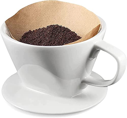 GeeHos Kaffeefilter Porzellan größe 2（102） Tassen,Filter Handfilter Kaffeefilter Dauerfilter für 2-3 Tassen, Cremeweiß Permanent Kaffeefilter