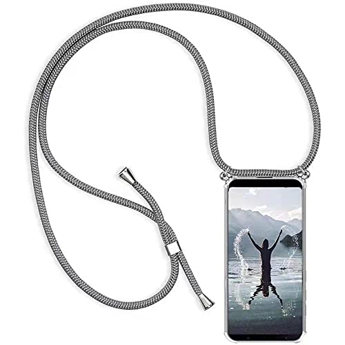 Handykette Handyhülle für Samsung Galaxy S7 Edge mit Band - Handy-Kette Handy Hülle mit Kordel zum Umhängen Handyanhänger Halsband Lanyard Case-Grau