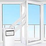 SHE03AIRSTPVT Fensterabdichtung für mobile Klimageräte und Ablufttrockner, Hot Air Stop mit Reißverschluss, Für Balkontür geeignet, Weiß