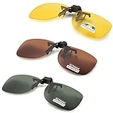 Aroncent Große Sonnenbrillen-Clip für Brillenträger, Braun Gelb Grün