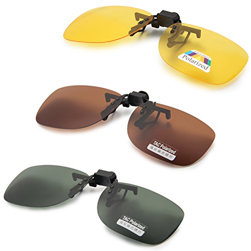 Aroncent Große Sonnenbrillen-Clip für Brillenträger, Braun Gelb Grün