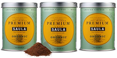 Saula Premium Gemahlener Kaffee Pack 3 Dosen mit 250 gr. Organic 100% Arabica
