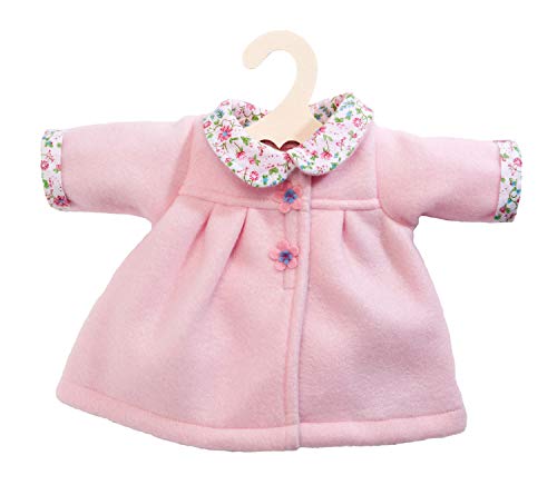 Heless 2277 - Mantel für Puppen mit blumigem Rundkragen, rosa, Größe 35 - 45 cm