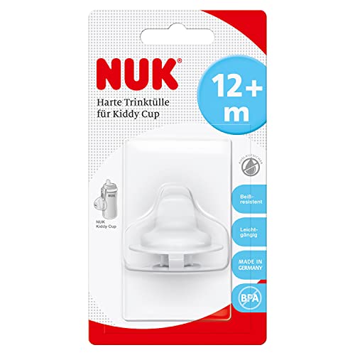 NUK Harte Trinktülle für Kiddy Cup, beißresistent, leichtgängig und auslaufsicher, ab 12 Monaten, BPA frei, weiß