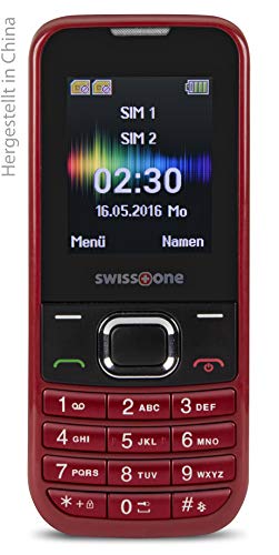 swisstone SC 230 Dual SIM Handy (4,5 cm (1,8 Zoll), mit extra großem beleuchtetem, Farbdisplay) rot