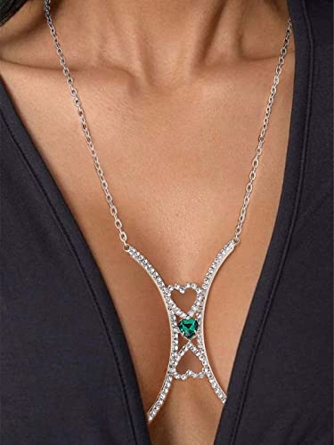 Sethain Luxus Strass Brustkette Silber Liebe Kristall BH-Kette Party Bikiniketten Körperzubehör für Frauen und Mädchen
