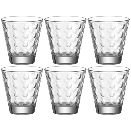 Leonardo Ciao Optic Wasser-Gläser, 6er Set, spülmaschinengeeignete Saft-Gläser, Trink-Becher aus Glas mit Muster, 215 ml, 012683