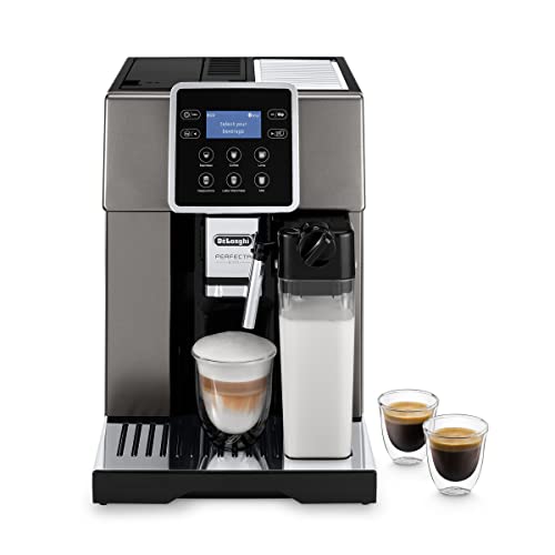 De'Longhi Perfecta Evo Automatische Kaffeemaschine in Bohnen, Espresso, Cappuccino, ESAM420.80.TB, Titan, Schwarz