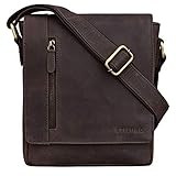 STILORD 'Easton' Kleine Messenger Bag Echt Leder Vintage Umhängetasche im Hochformat 10,1 Zoll Tablet Tasche für iPad DIN A5 Schultertasche Echtleder, Farbe:Muskat - braun