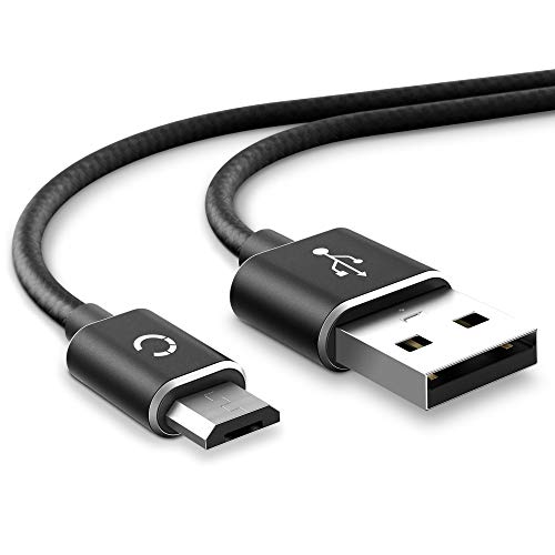 CELLONIC® USB Kabel 1m kompatibel mit Sony Xperia X/XA / Z5 / Z3 / Z2 / Z1 / Compact/Premium / M4 Aqua / M2 / E3 / E4 / E5 Ladekabel Micro USB auf USB A 2.0 Datenkabel 2.4A schwarz/Silber Nylon