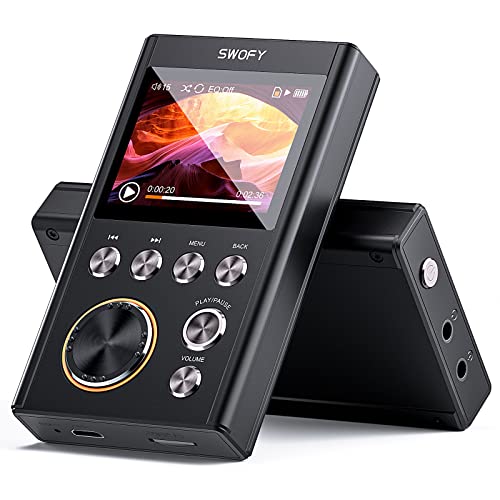 MP3-Player, verlustfreier DSD-DAC-HiFi-Musikplayer, tragbarer digitaler SWOFY-Audioplayer mit hoher Auflösung und 64-GB-Speicherkarte, Unterstützung von bis zu 256 GB, Schwarz
