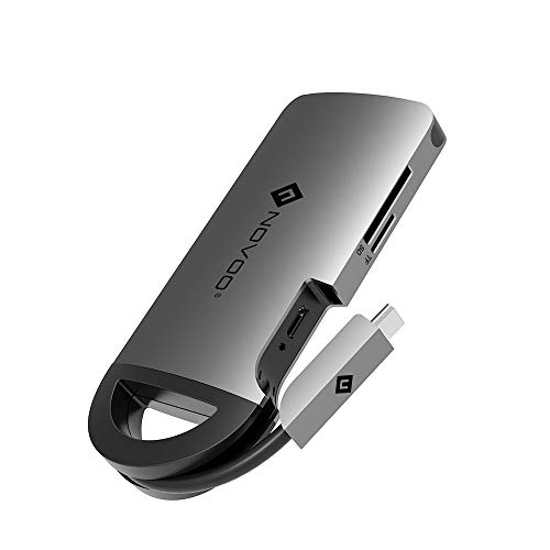 NOVOO USB C Hub 8 Port Aluminium Magnet USB C Adapter mit HDMI 4K, 3 USB 3.0, Gigabit Ethernet 1000Mbps, Type C Power Delivery, SD/TF Ports für Laptop MacBook Pro Samsung Galaxy S8 Huawei Typ-C Geräte