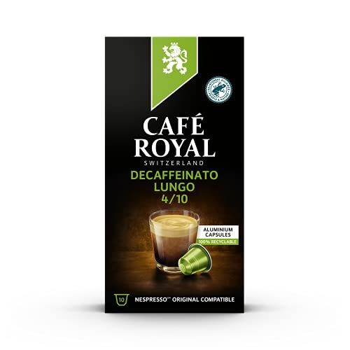 Café Royal 50 Lungo Decaffeinato Nespresso (R)* kompatible Kapseln aus Aluminium - Intensität 2/10 - 50 Kaffeekapseln (5 x 10 Pack) - UTZ - Kompatibel mit Nespresso (R)* Kaffeemaschinen