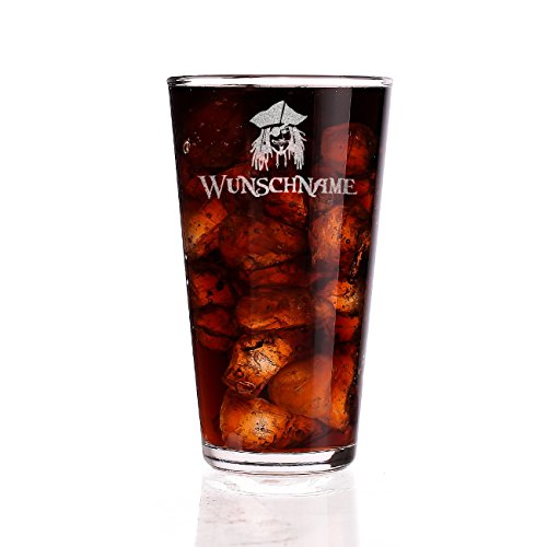 Herz & Heim® Rum Cola Glas - Pirate - mit Gravur des Wunschnamens
