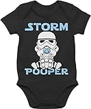 Statement Sprüche Baby - Storm Pooper Junge - 3/6 Monate - Schwarz - Baby Storm Pooper - BZ10 - Baby Body Kurzarm für Jungen und Mädchen