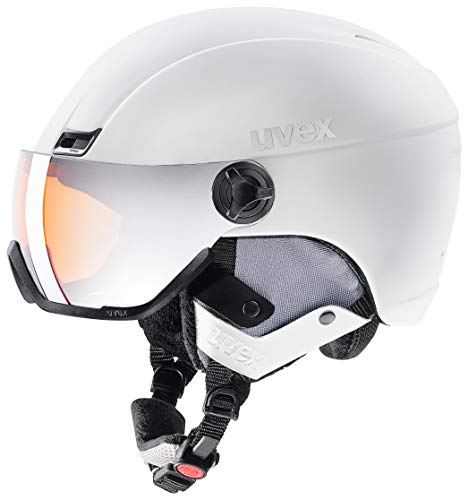 uvex Unisex – Erwachsene, hlmt 400 visor style Skihelm, white, 53-58 cm