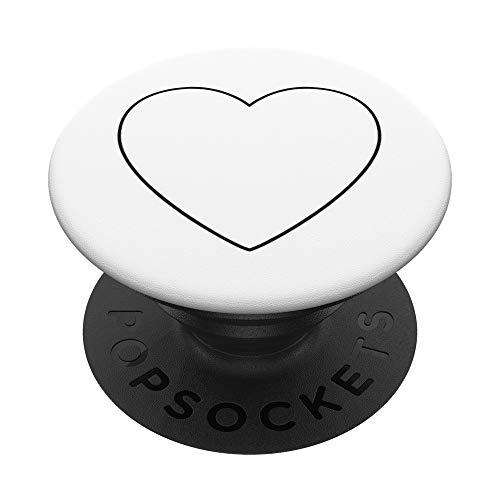 Herz Schwarz Weiß PopSockets PopGrip: Ausziehbarer Sockel und Griff für Handys/Tablets mit Tauschbarem Top