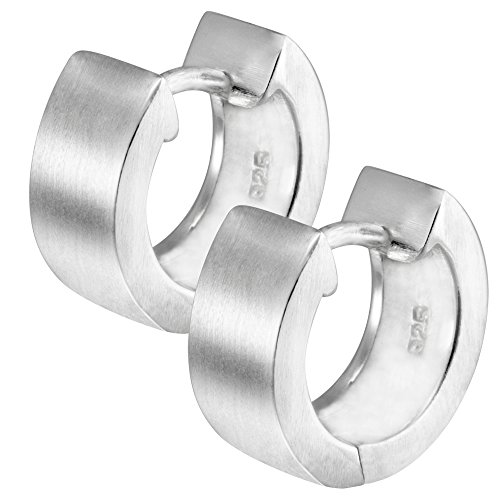 Vinani Klapp-Creolen breit rund mattiert Sterling Silber 925 Ohrringe CRR