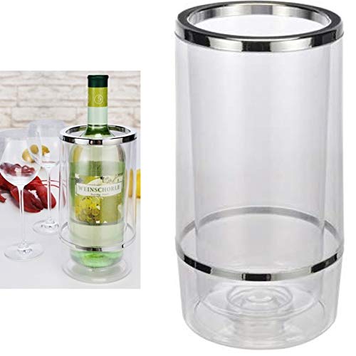 Smartweb Weinkühler - doppelwandiger Flaschenkühler für Wein, Sekt und andere Getränke - Sektkühler aus Kunststoff, 23 cm Höhe - Getränkekühler Kühlbehälter für Flaschen