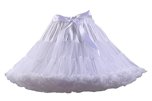 Aysimple Damen Puffy Chiffon Tütü Petticoat Tüllrock Unterrock Tüll Petticoats 50s Rock&Roll Weiß