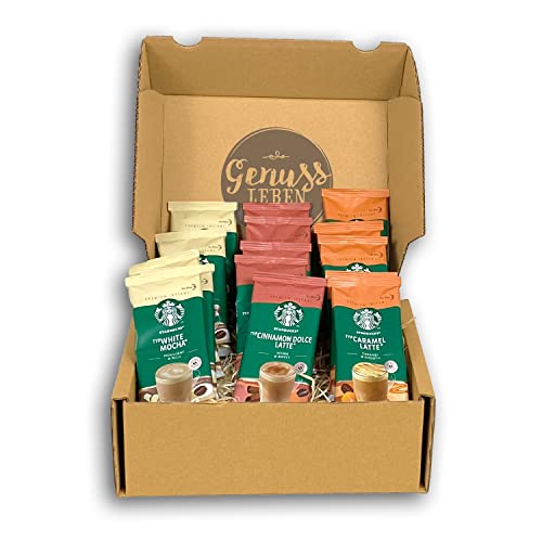 Genussleben Box mit instant coffee sticks, 15 Packungen Kaffeepulver je 24g verschiedene Sorten