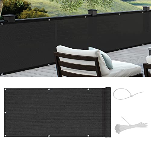 COOL AREA Balkon Sichtschutz HDPE UV-Schutz Leicht Transparent,Balkonverkleidung mit Kabelbinder,90x400cm,Schwarz