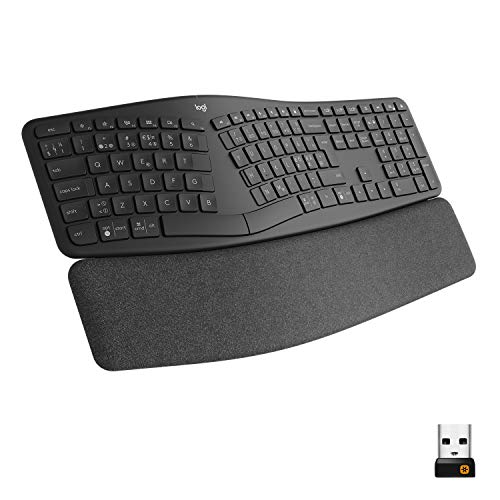 Logitech ERGO K860 - kabellose ergonomische Tastatur mit geteilter Tastenanordnung, Skand. QWERTY - Grau