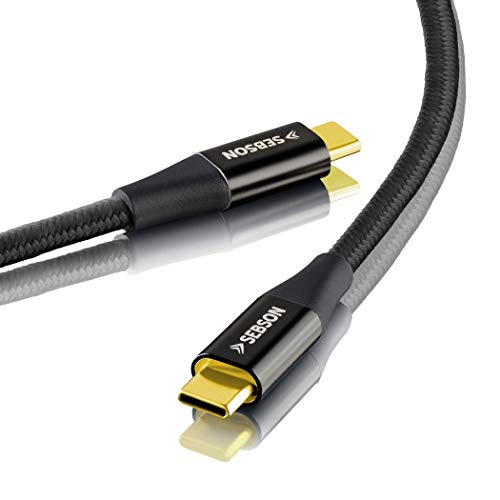 SEBSON USB C Kabel 1m auf USB C, Ladekabel/Datenkabel 3.1 Gen2 schwarz, Schnellladekabel 10Gbit/s kompatibel mit Samsung, Huawei, MacBook