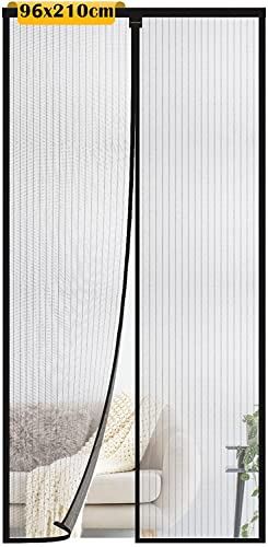 Magnet Fliegengitter Tür 96 x 210 cm, Hommie Insektenschutz Balkontür Magnetvorhang Fliegengitter Winddichtes Für Die Balkontür, Wohnzimmer, Kellertür und Terrassentür, Klebemontage ohne Bohren