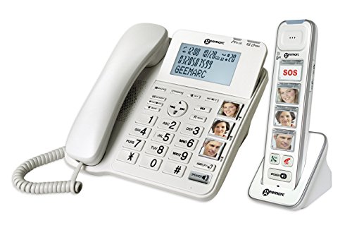 Geemarc AmpliDECT COMBI PHOTO 295 Combo Seniorentelefon schnurgebunden (+Anrufbeantworter+ ) und Zusatz-Dect-Telefon mit 4 Fototasten - Deutsche Version