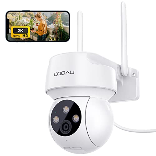 COOAU 2K Überwachungskamera Aussen,PTZ WLAN Kamera Outdoor IP WiFi Kamera Überwachung Außen mit Automatische Menschliche Verfolgung,24/7 Aufnahme,Nachtsicht in Farbe,IP66, SD-Karte/Cloud-Speicher