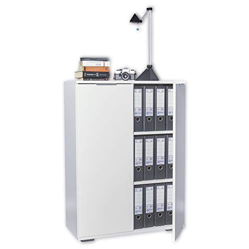 Kommode Weiß - Ordnerschrank - Aktenschrank - 80,2 x 109,5 x 35 - Schrank für Ordner - Mehrzweckschrank - Bücherschrank - Büromöbel - Kombinierbar - Allzweckschrank - Vorratsschrank