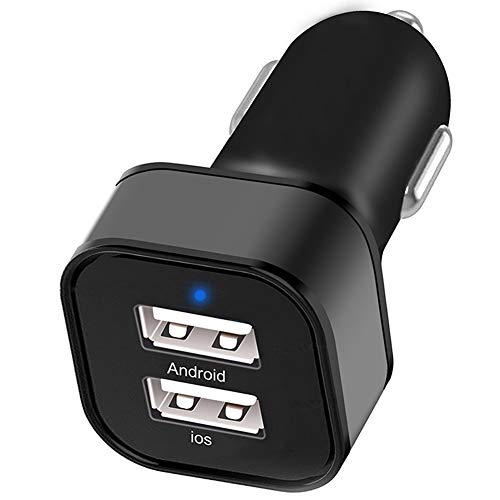 12W Autoladegerät USB Zigarettenanzünder Adapter Ladegeräte Mit Blauer LED Für iPhone/Android - Schwarz
