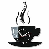 FLEXISTYLE Tasse Zeit für Kaffee Moderne Küche Wanduhr, schwarz, 3D römisch, wanduhr deko