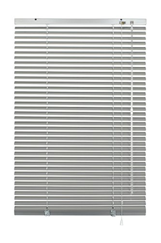 GARDINIA Alu-Jalousie, Sichtschutz, Lichtschutz, Blendschutz, Wand- und Deckenmontage, Aluminium-Jalousie, Silber, 100 x 130 cm (BxH)