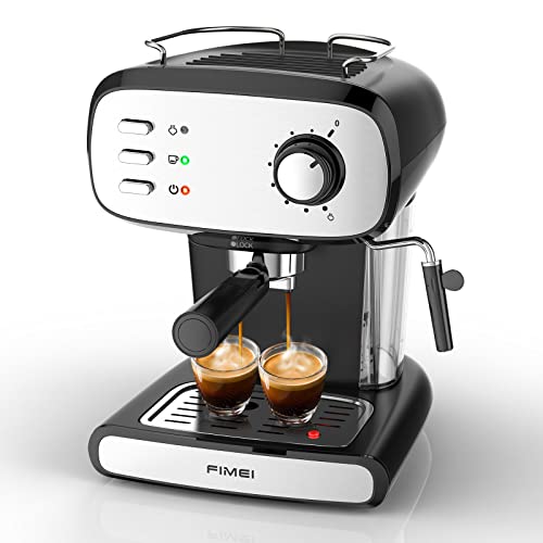FIMEI Espressomaschine 20bar,850W Espresso Kaffeemaschine Upgrade,Siebträgermaschine,mit Milchaufschäumdüse und 1.2 L Wassertank, für Latte Cappuccino