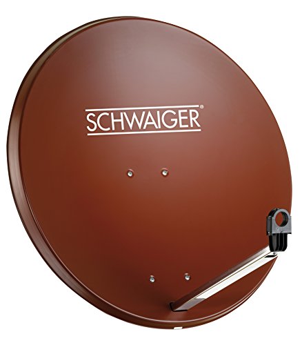 SCHWAIGER -173- Satellitenschüssel, Sat Antenne mit LNB Tragarm und Masthalterung, Sat-Schüssel aus Stahl, 75 x 85 cm