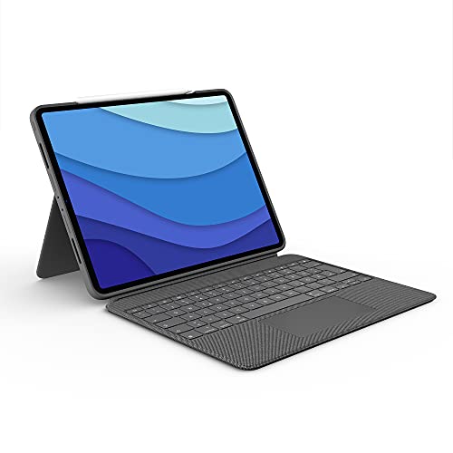 Logitech Combo Touch iPad Pro 12,9 (5. Gen - 2021) Keyboard Case, Abnehmbare Tastatur mit Hintergrundbeleuchtung, Click-Anywhere Trackpad, Smart Connector, Deutsches QWERTZ-Layout - Grau