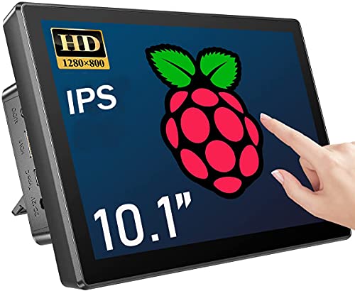 Raspberry Pi Touchscreen, COOLHOOD 10,1 Zoll Raspberry Pi Display mit IPS Panel, 1280x800 HD Dual-Lautsprecher, Raspberry Monitor Geeignet für Pi 4 3 2 Zero,10 Finger Kapazitiver Touch