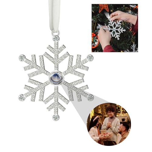 Benutzerdefinierte Foto Ornament für Weihnachtsbaum, personalisierte Weihnachtsschmuck mit Bild innen, hängende Schneeflocke Projektion Anhänger, Familie Weihnachtsschmuck für Xmas Party