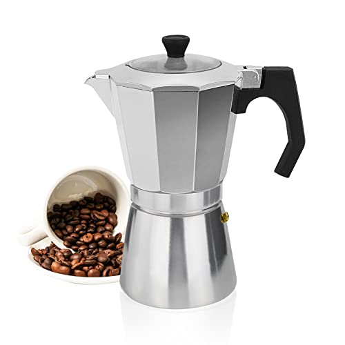 ROSSETTO Espressokocher 14 Tassen aus Aluminium, Espresso Mokka Maker Mokkakanne italienische kaffeekocher mit Durchsichtigem Deckel 700 ml für Elektro-, Keramik- oder Gasherd
