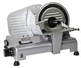 METRO Professional Gastro Schneidemaschine, Edelstahl, Schnittstärke 1-15 mm, mit Sicherheitsabschaltung und Dauermodus, 230V, silber (19.5 cm)