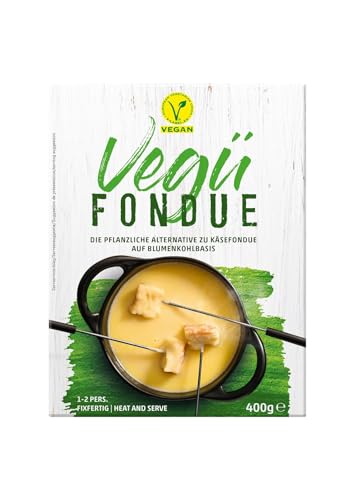 Vegü Fondue-Käse vegan - 5x 400g - Schweizer veganer Fondue-Käse auf Blumenkohlbasis, würzige Gemüsezubereitung, für ein rundum genussvolles Fondue-Erlebnis, zu Raclette-Käse ein Fest