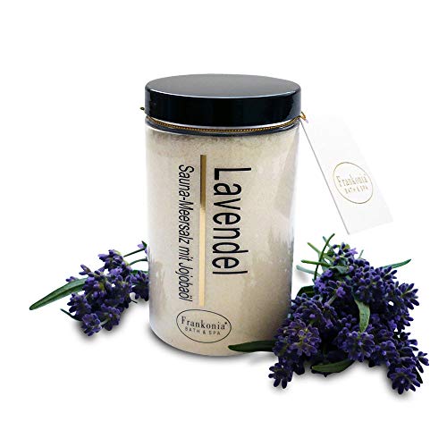 Sauna Salz Peeling – Lavendel 400g - Meersalz m. Jojobaöl Vitamin E Body Scrub – Dusch- und Körperpeeling für alle Hauttypen – vegan – ohne Parabene