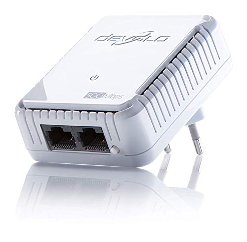 devolo dLAN 500 duo Powerline (Internet über die Steckdose, 2x LAN Ports, 1x Powerlan Adapter, PLC Netzwerkadapter) weiß