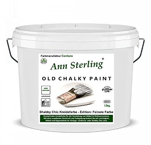 1,5 Kg Ann Sterling Kreidefarbe Shabby Chic Farbe: Chalky White/Weiß Lack Chalky Paint 1.5 Kilo / 1 Liter