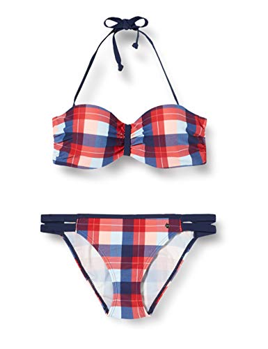 s.Oliver RED LABEL Beachwear LM Damen Caroline Bikini-Set, rot-blau kariert, 36 A